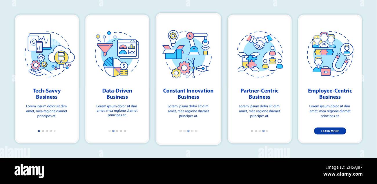 Successful business models onboarding mobile app page screen Stock ...