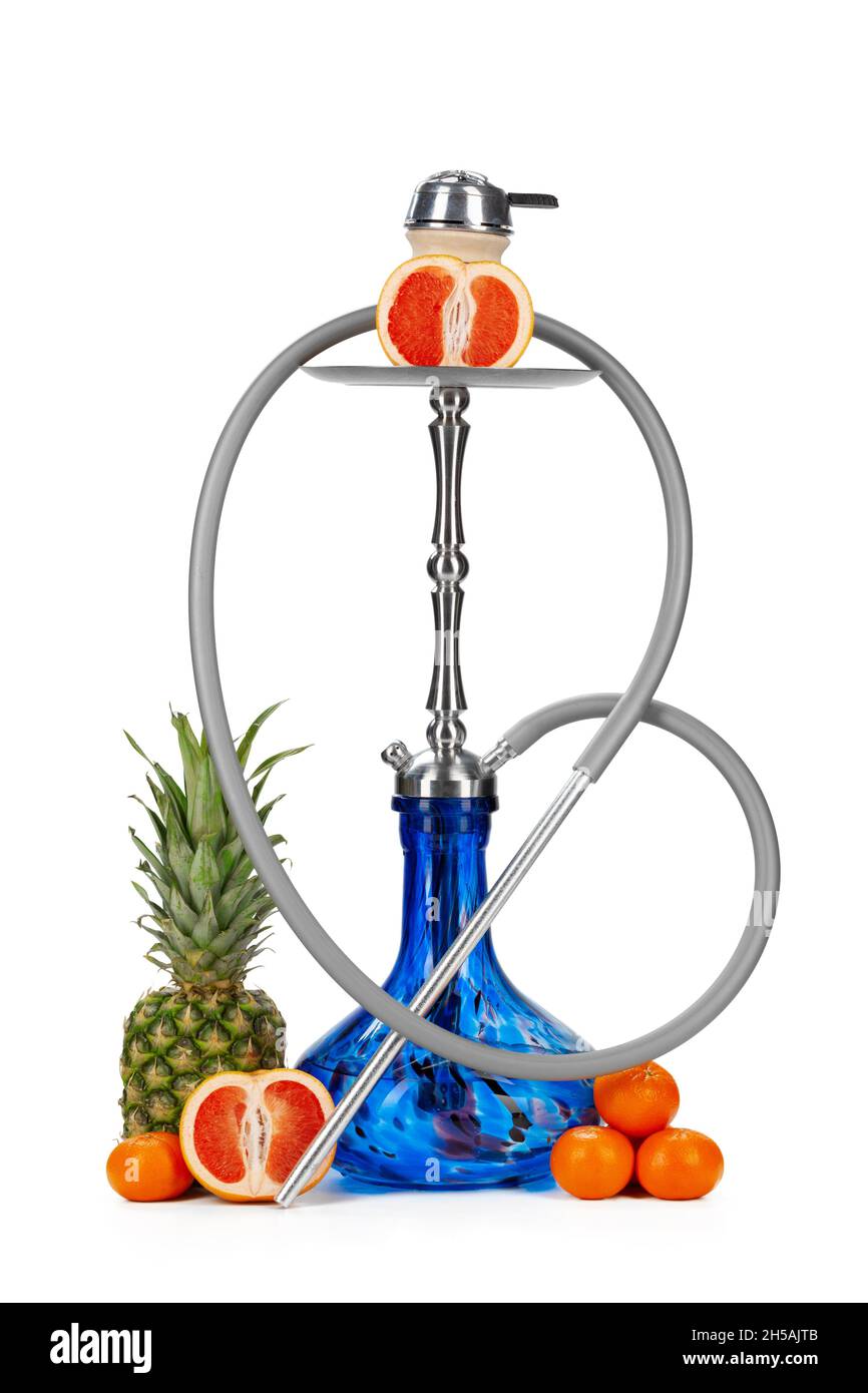 Hookah with fruits isolated on white background Stock Photo Alamy