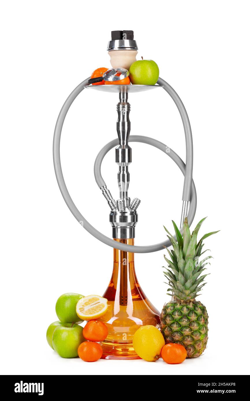 Hookah with fruits isolated on white background Stock Photo - Alamy
