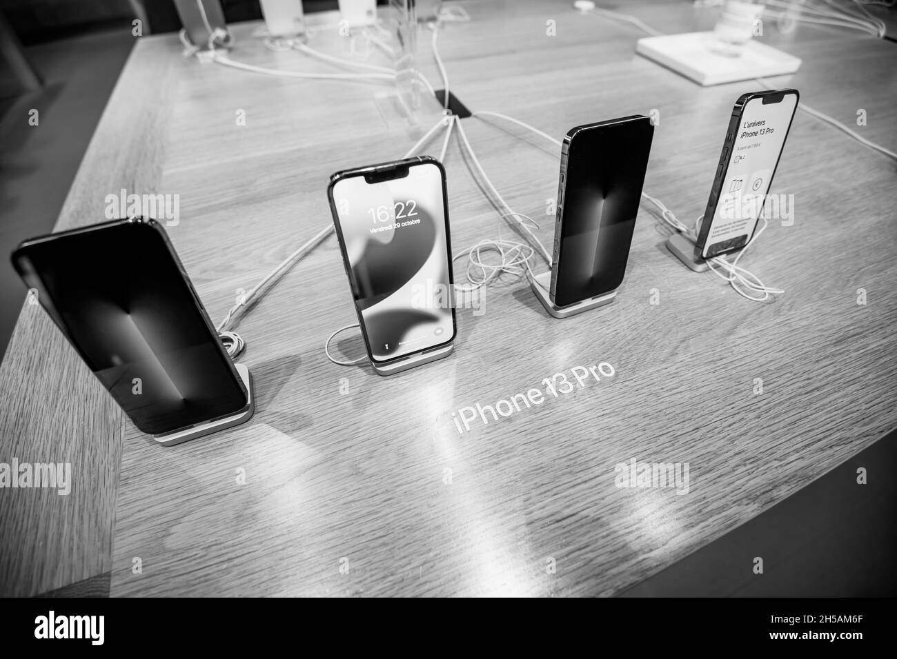Black and white image of new iPhone 13 Pro version Stock Photo Alamy