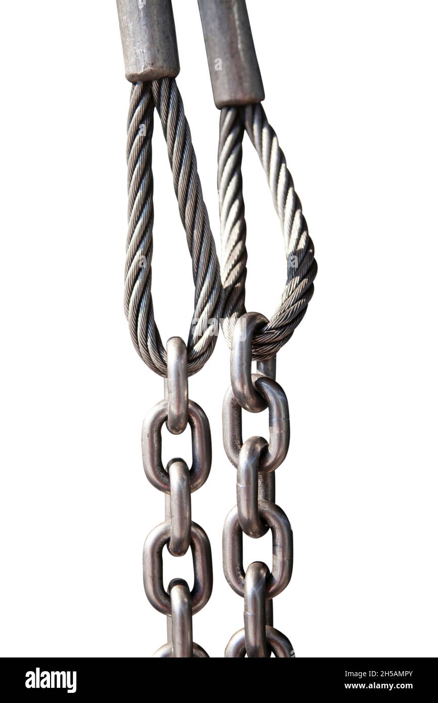 winch rope and steel chain Stock Photo Alamy