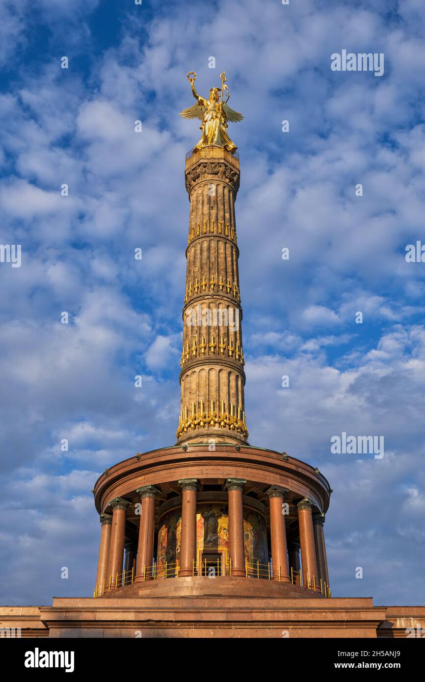 Victory Column in city of Berlin, Germany. Statue of Victoria, the