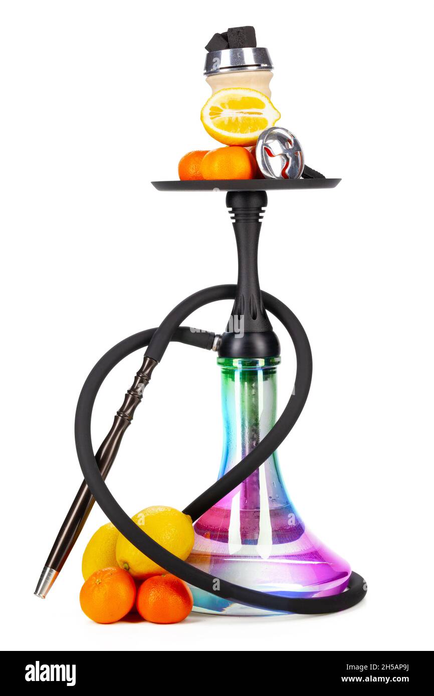 Hookah with fruits isolated on white background Stock Photo - Alamy