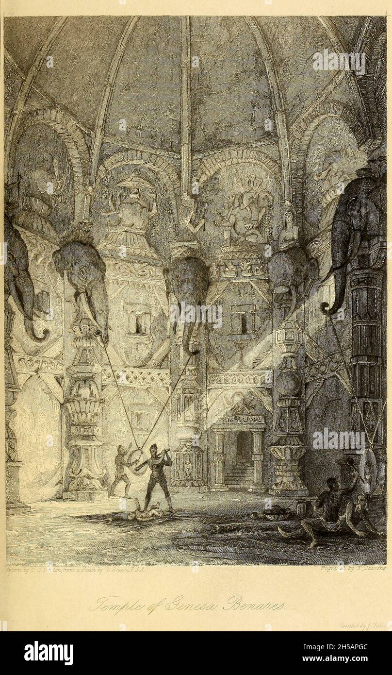 Temple Of Genesa, Benares [Varanasi] from the book ' The Oriental Annual ' Containing A Series Of Tales, Legends, & Historical Romances; By Thomas Bacon, Esq., F.S.A., With Engravings By W. And E. Finden, From Sketches By The Author Published In London By Charles Tilt, Fleet Street. 1839 Stock Photo