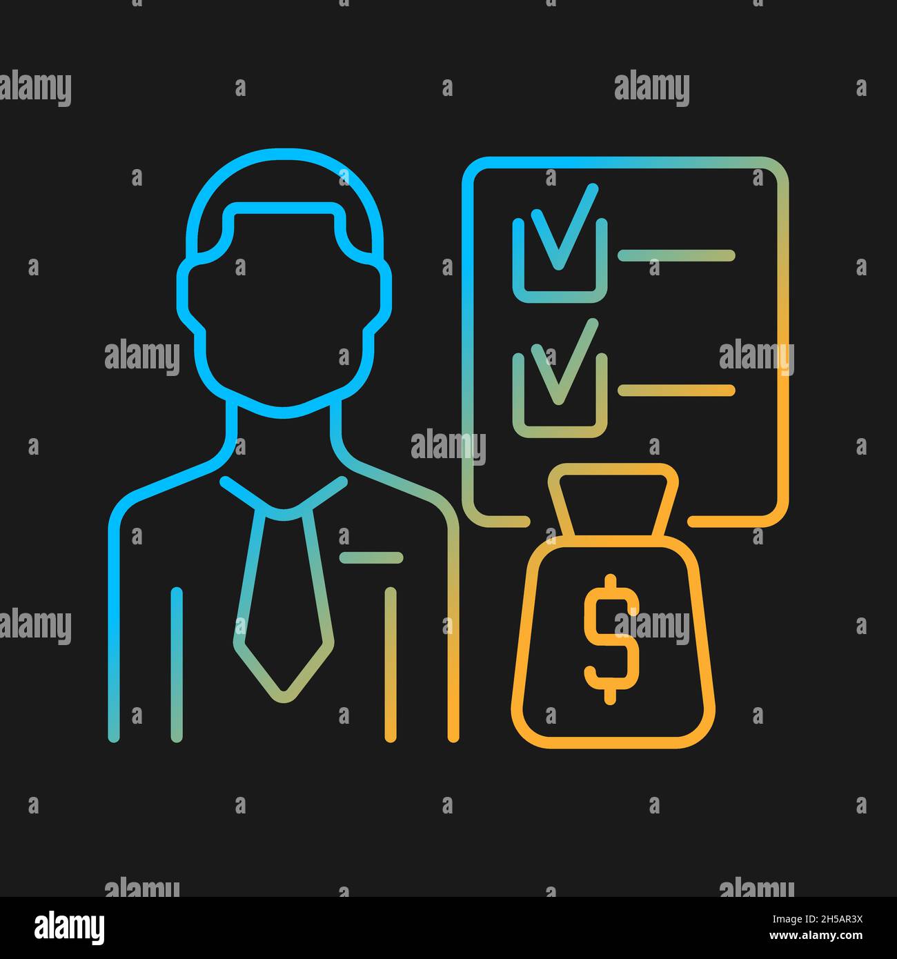 Financial planner gradient vector icon for dark theme Stock Vector