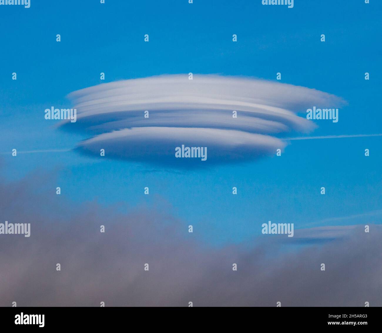 Lenticular cloud formation Stock Photo