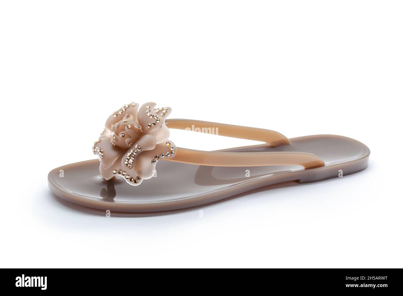 Female summer flat shoes isolated on white background Stock Photo - Alamy