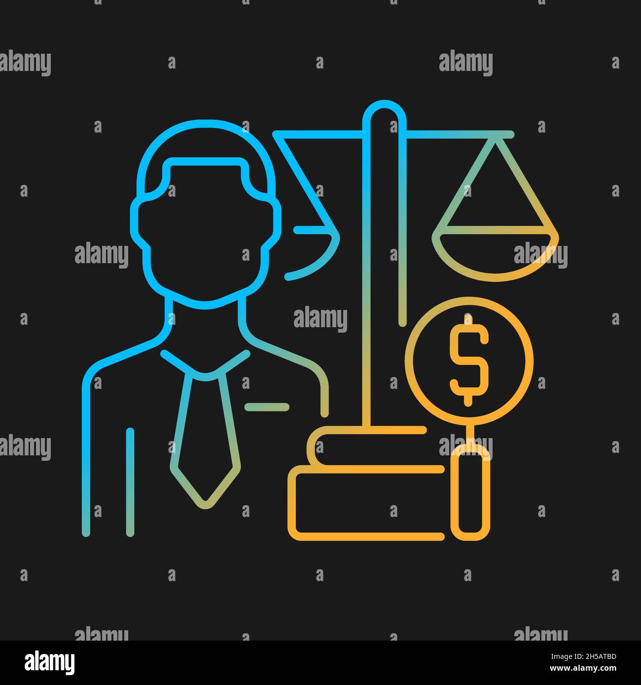 Financial examiner gradient vector icon for dark theme Stock Vector