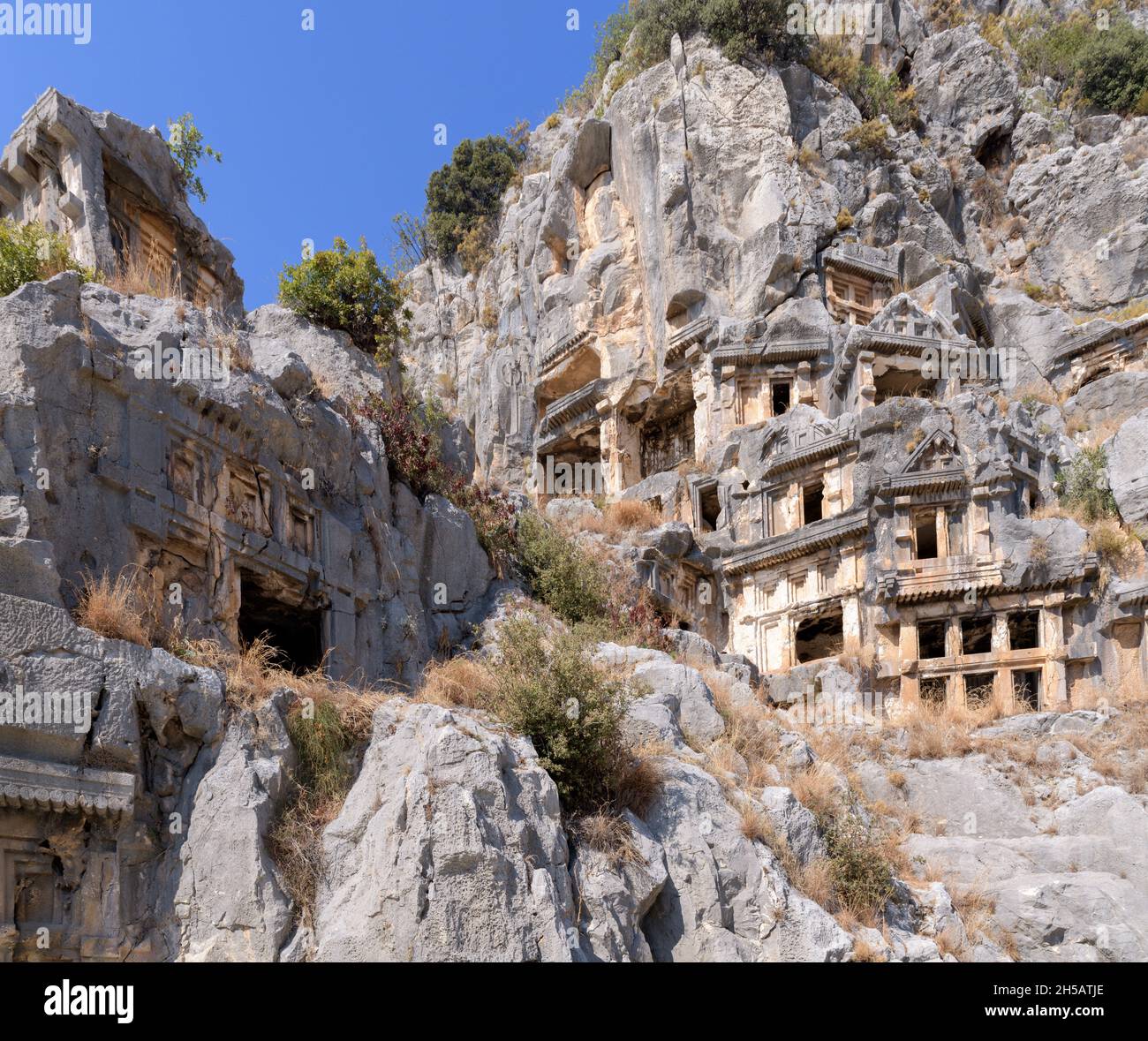 Rock-cut tombs in Myra. Demre, Antaya, Turkey Stock Photo - Alamy