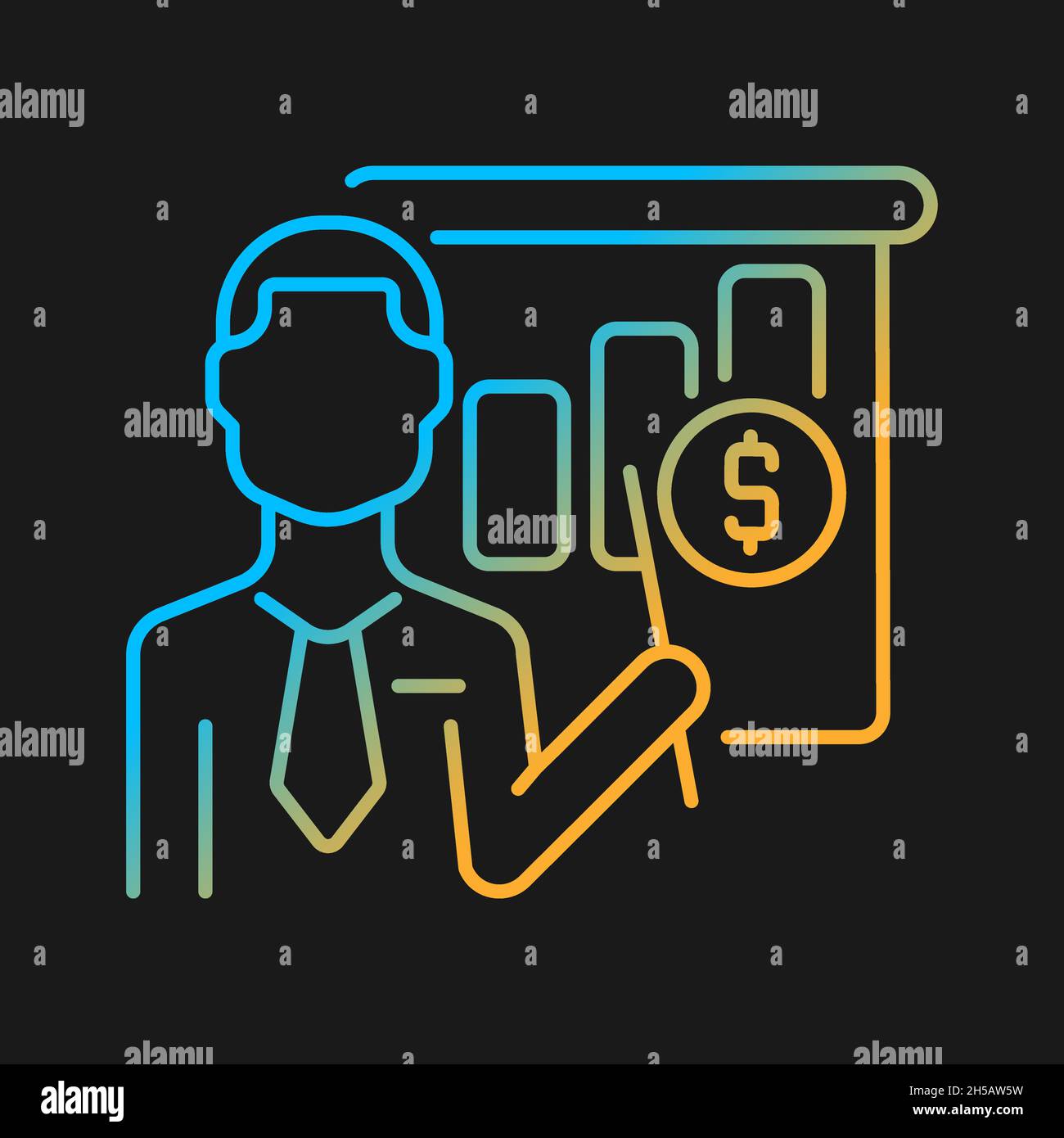 Business teacher gradient vector icon for dark theme Stock Vector