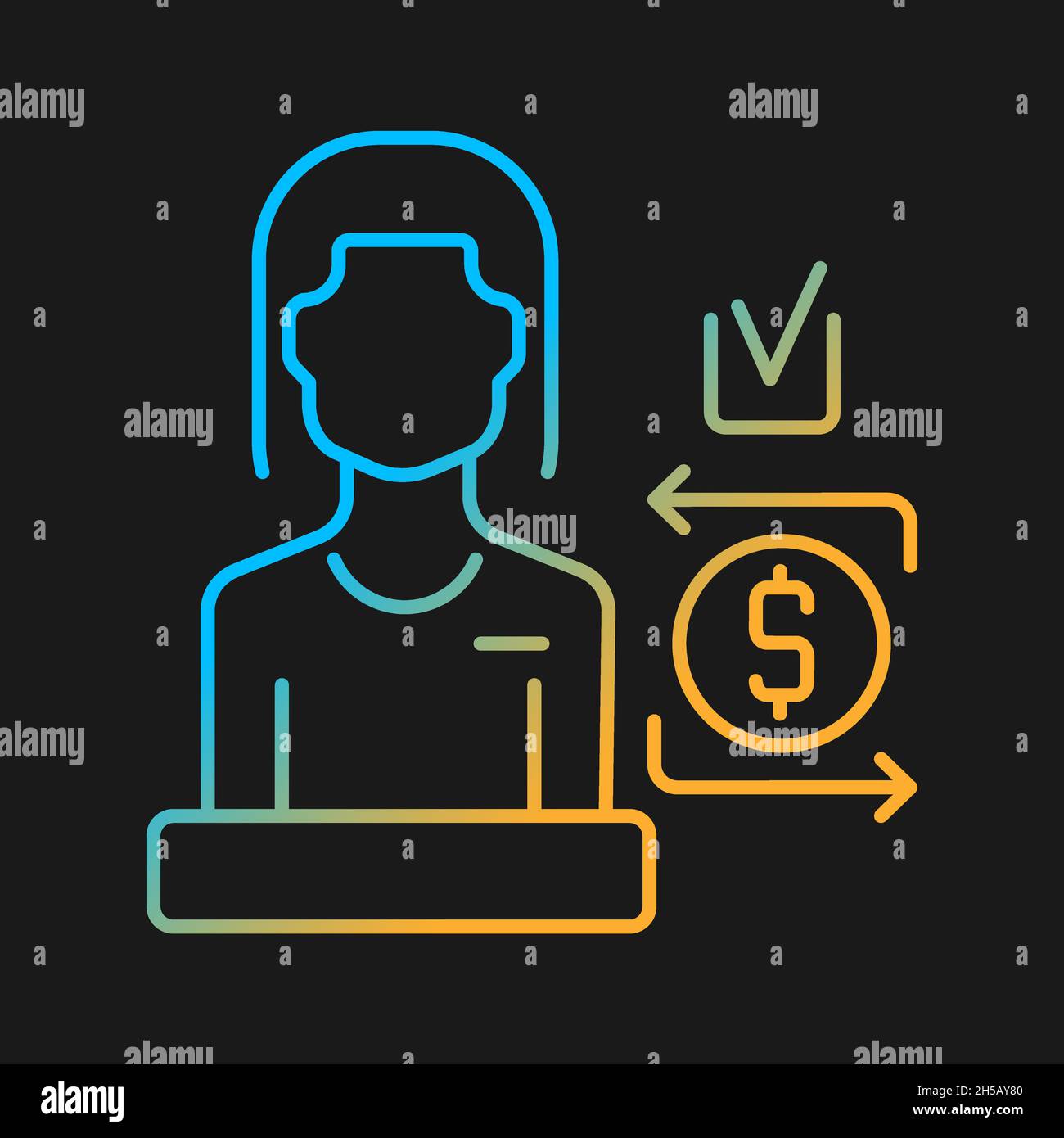 Bank teller gradient vector icon for dark theme Stock Vector