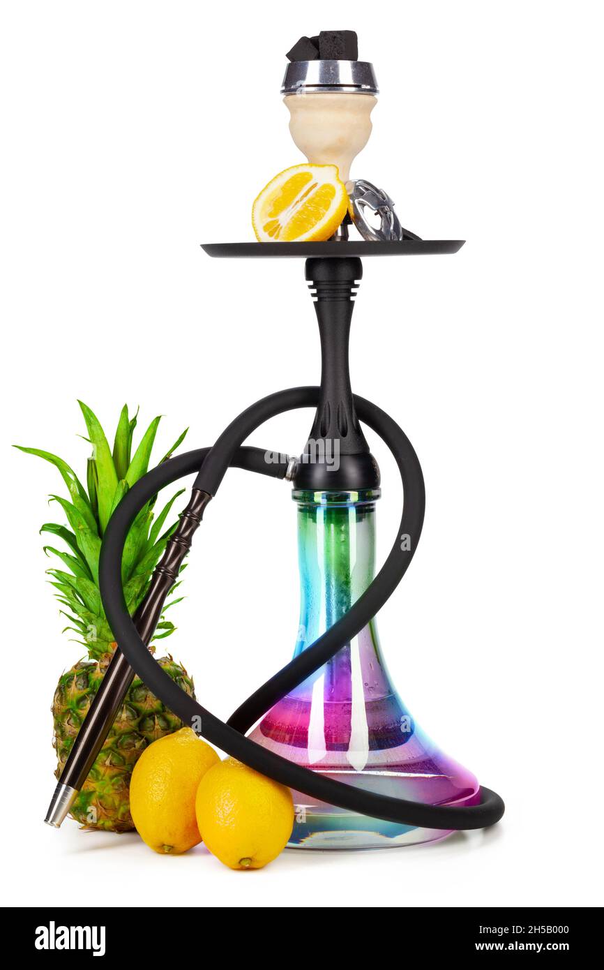 Hookah with fruits isolated on white background Stock Photo - Alamy