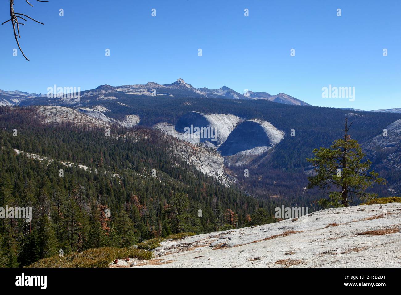 Falls trail on the way to Climbing Half Dome rock at Yosemite national Park, California USA Stock Photo