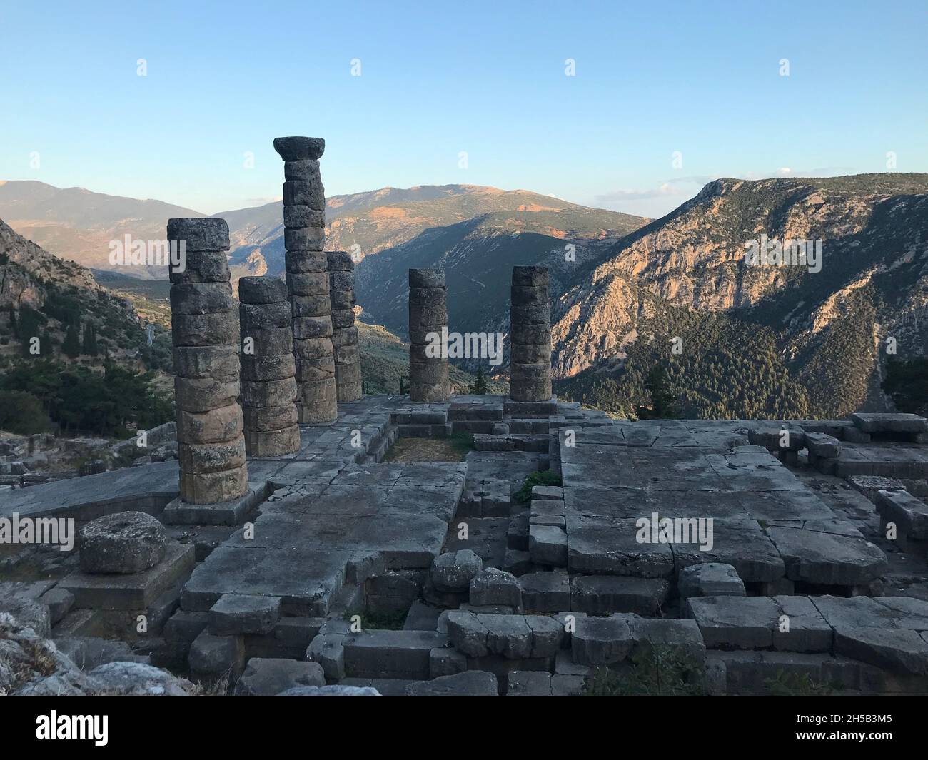 Ancient ruins at Delphi, Apollo Temple in Greece, September 2021. Photo ...