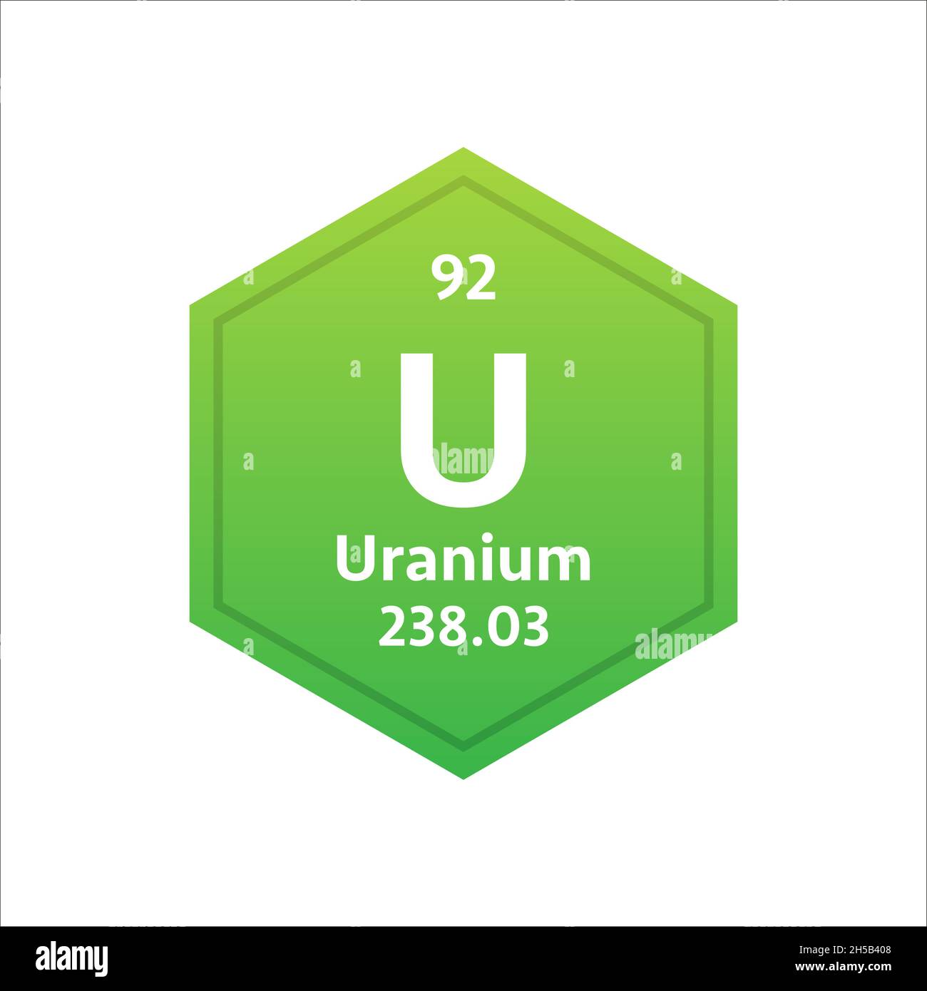 Uranium symbol. Chemical element of the periodic table. Vector stock illustration Stock Vector