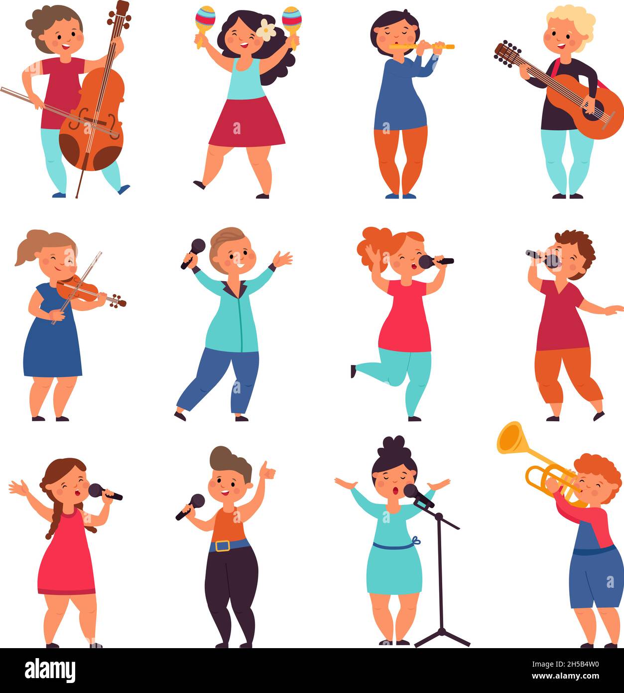 Child musicians. Children play instruments, music kids group. Isolated cartoon  musical concert characters, talent kid singer decent vector set Stock  Vector Image & Art - Alamy