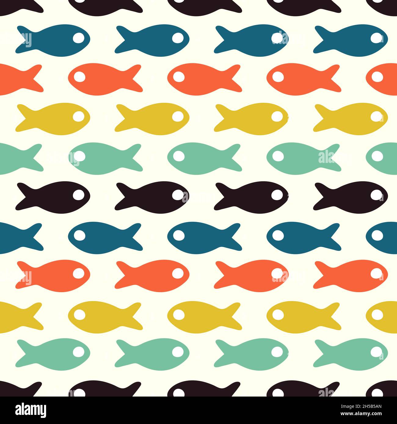 Doodle fishes. Abstract fish pattern. Seamless texture with modern
