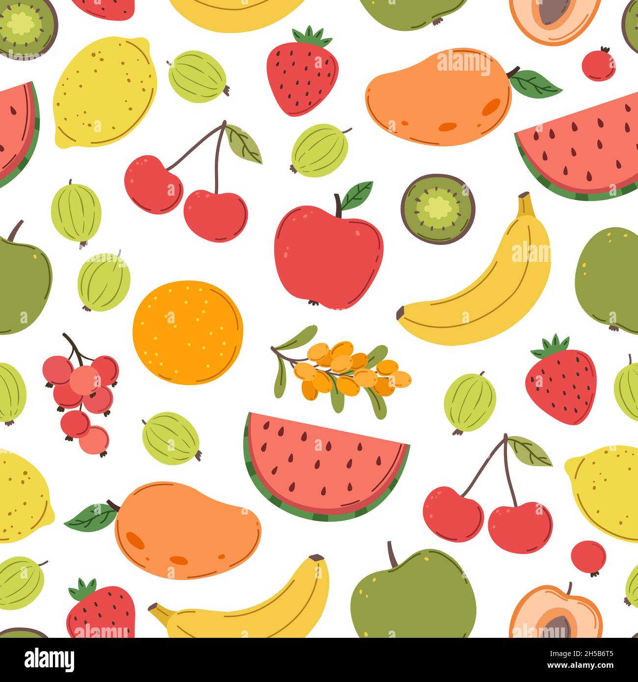 Juicy fruits pattern. Bright fruit texture, berries mix print. Fresh trendy  vitamin background, summer tropical food exact vector seamless backdrop  Stock Vector Image & Art - Alamy