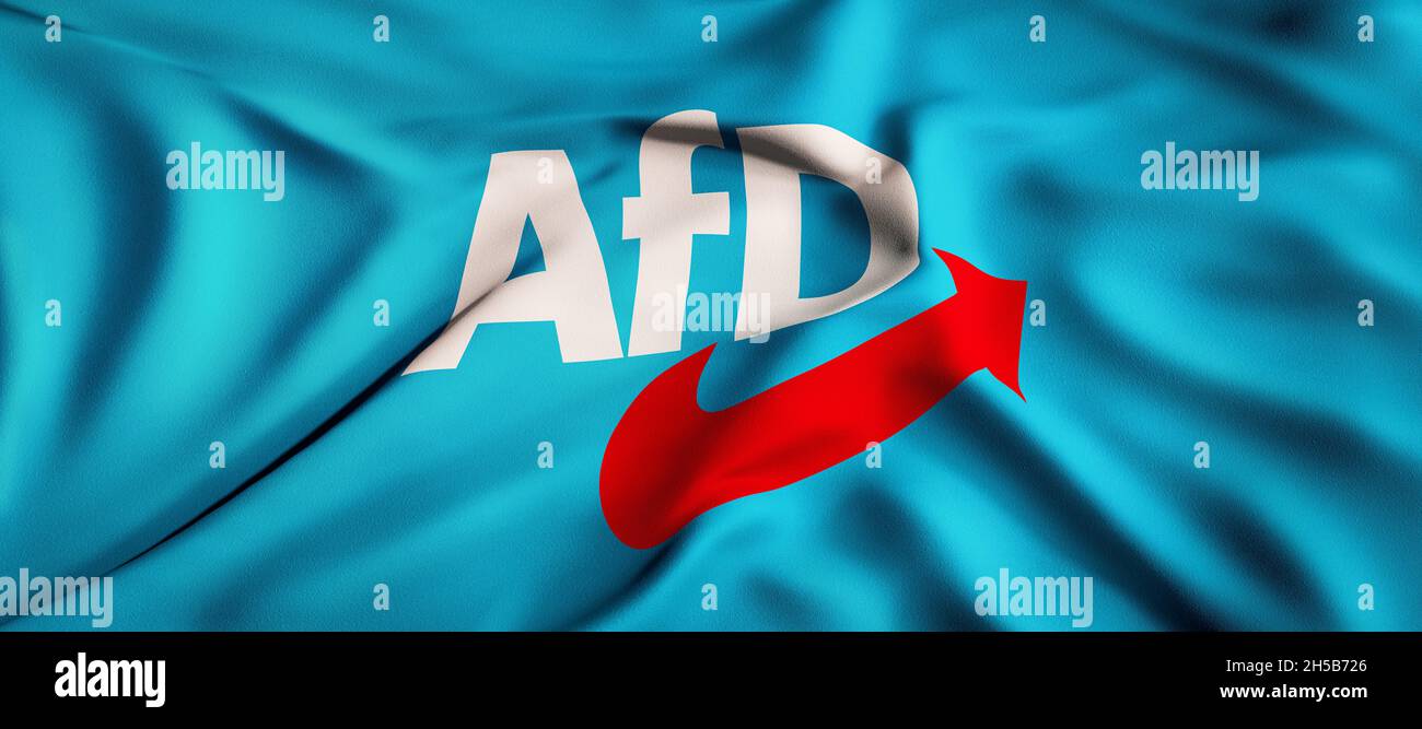 Waving flag concept. Flag of the Alternative for Germany. Waving