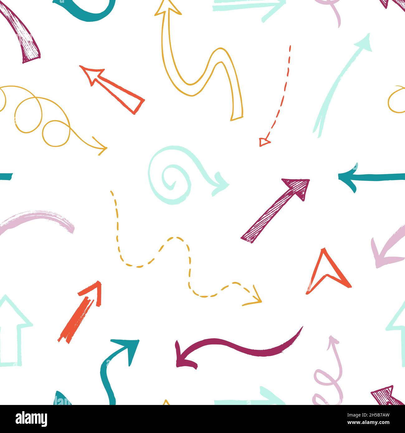 Hand drawn arrows pattern. Seamless texture with doodle arrow, sketch ...