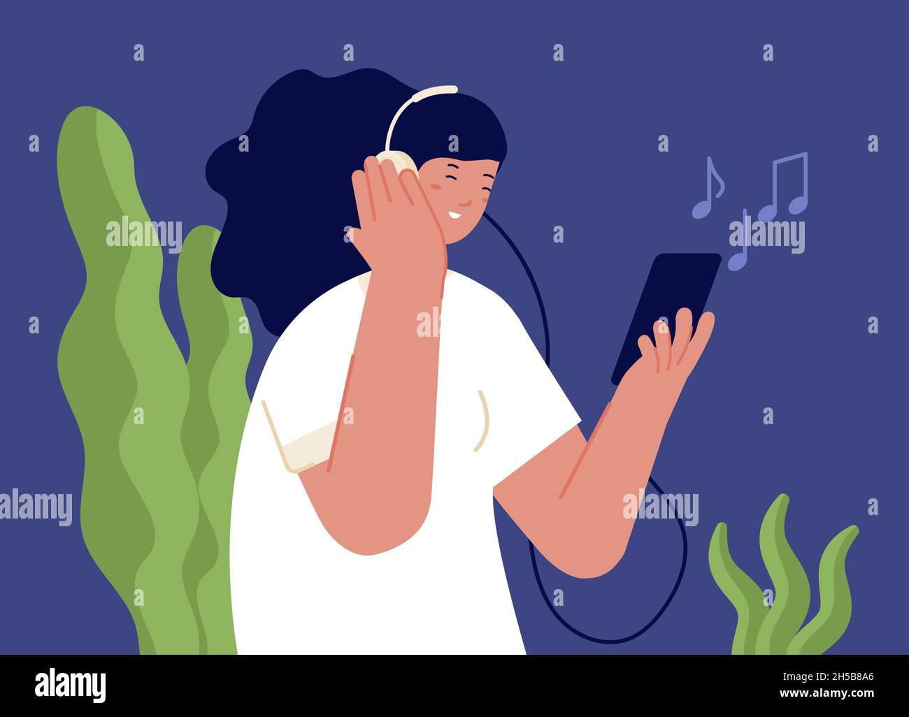 Woman girl listen music Stock Vector Images - Alamy