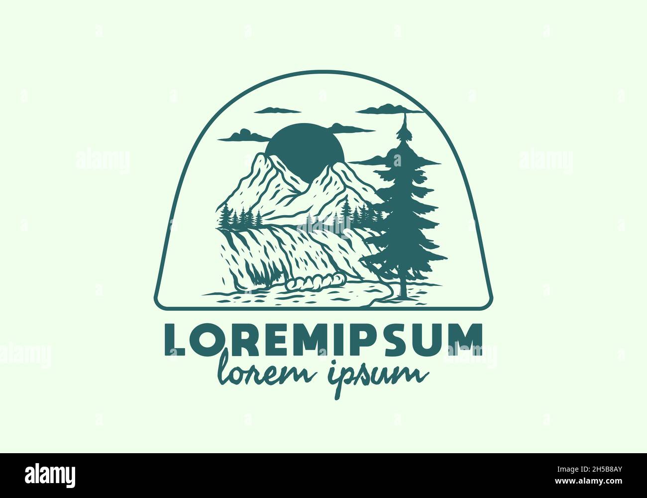 illustration drawing of mountain and waterfall design Stock Vector ...