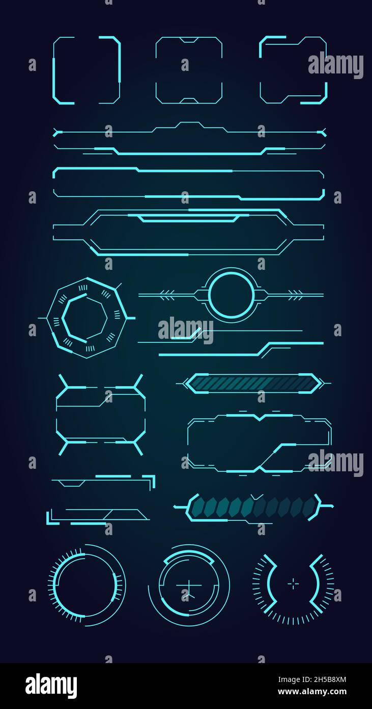 Hud ui elements. Sci fi infographic modern space symbols for web design ...