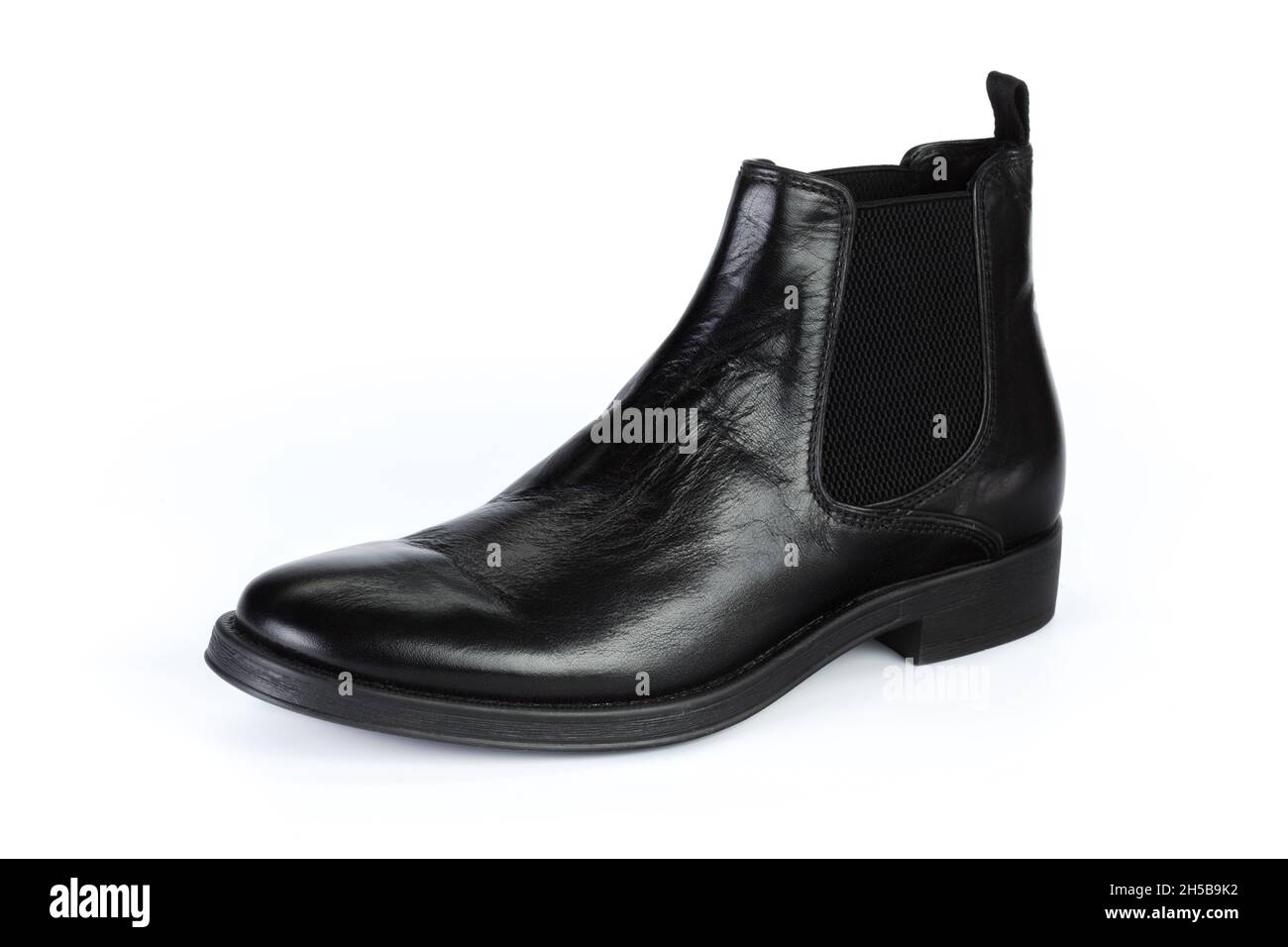 Black leather formal male shoes isolated on white background Stock ...