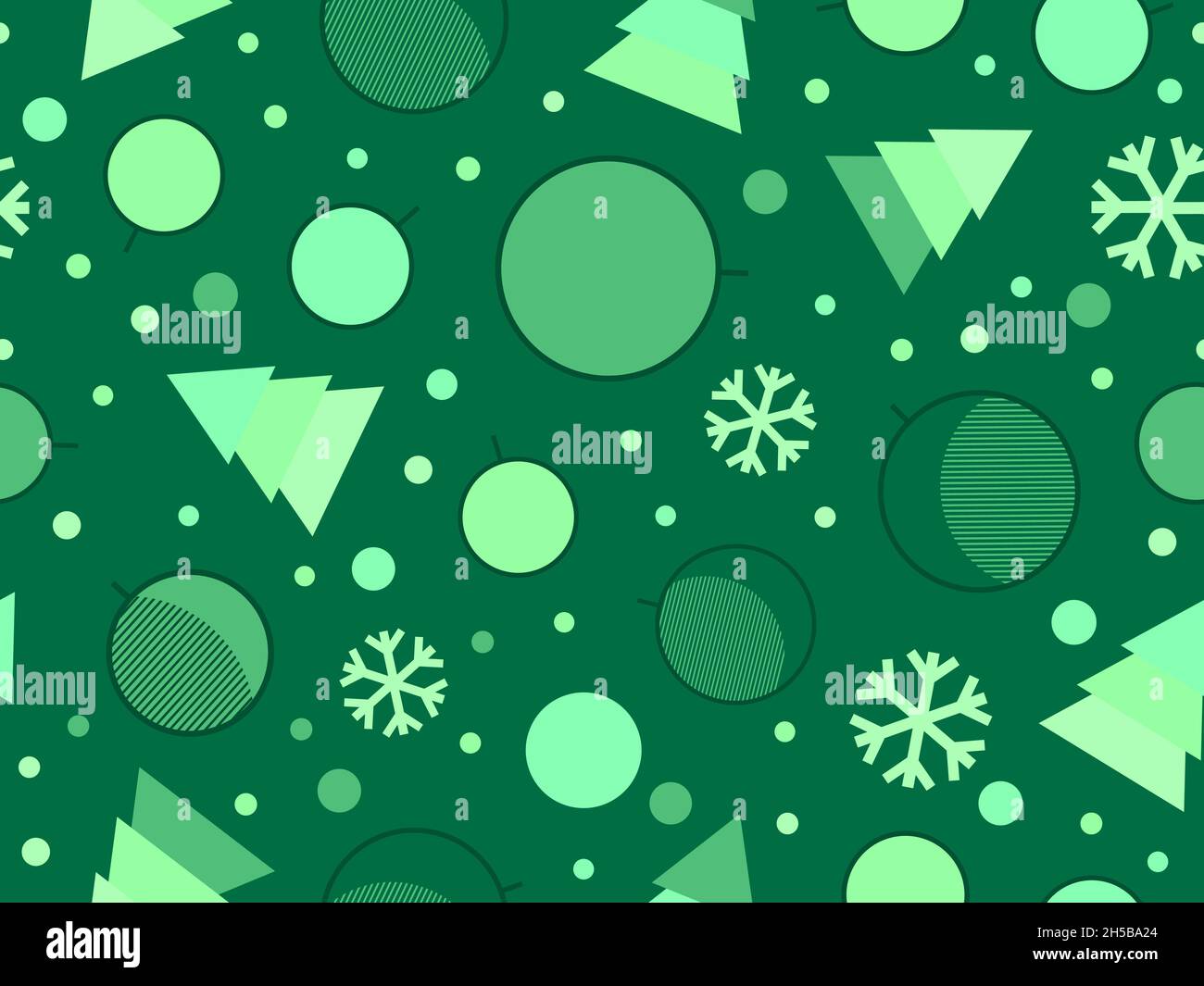 Seamless pattern with Christmas trees, Christmas balls and snowflakes ...