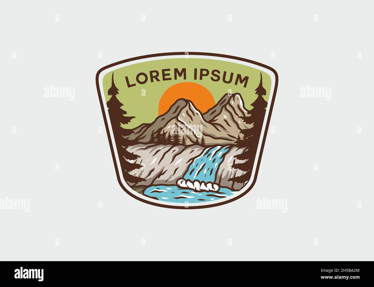 illustration drawing of mountain and waterfall design Stock Vector ...