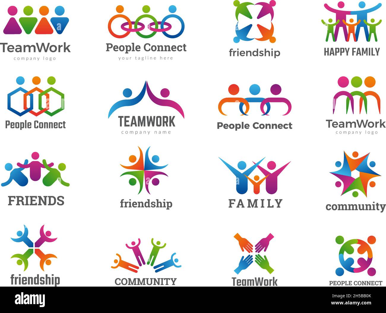 Partners logo. Connecting people teamwork friendship successful family union recent vector business symbols collection Stock Vector