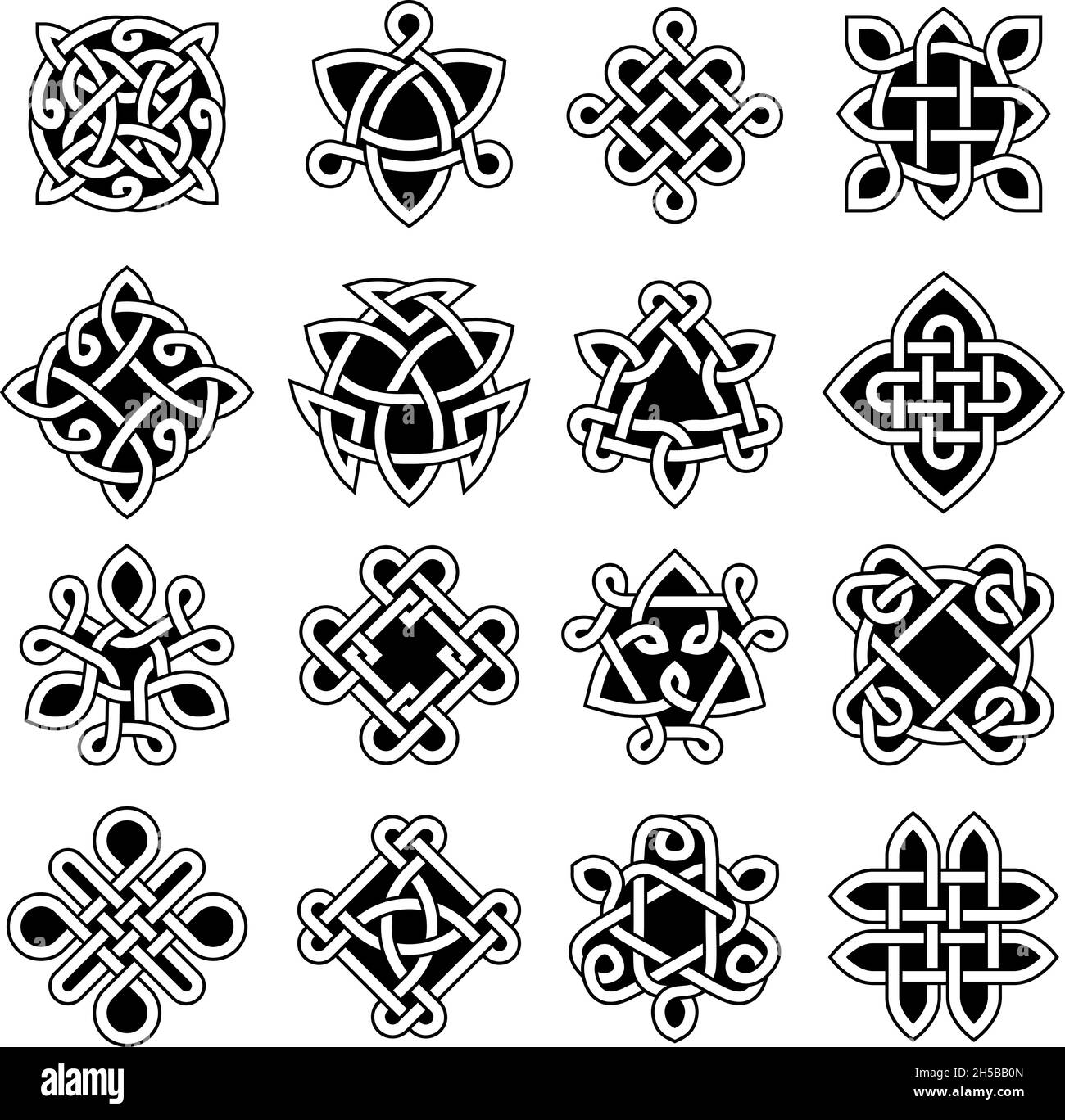 Celtic trinity. Ancient geometrical symbols celtic knots christian tattoo recent vector set Stock Vector