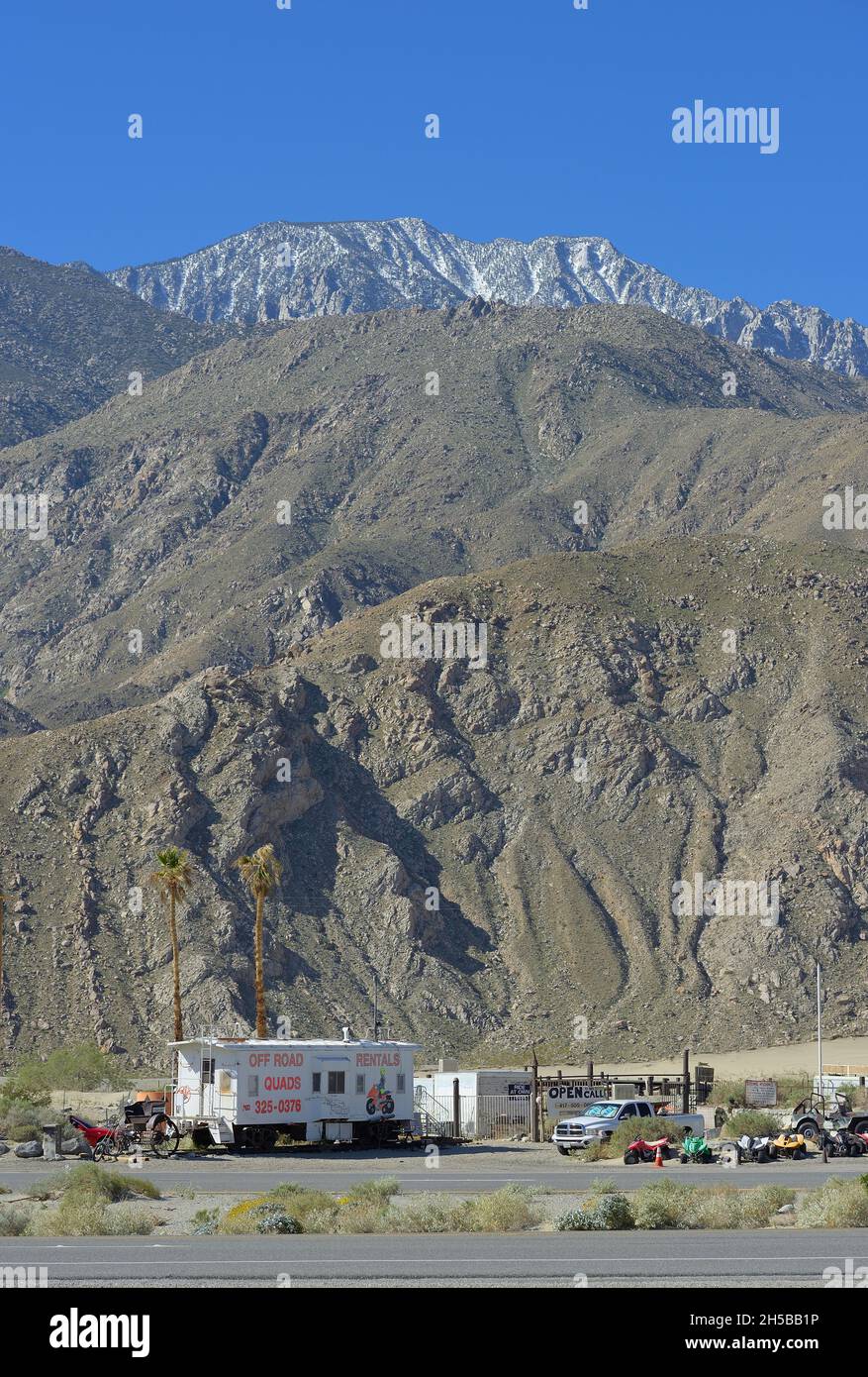Off road quad rentals in the desert, near Palm Springs CA Stock Photo