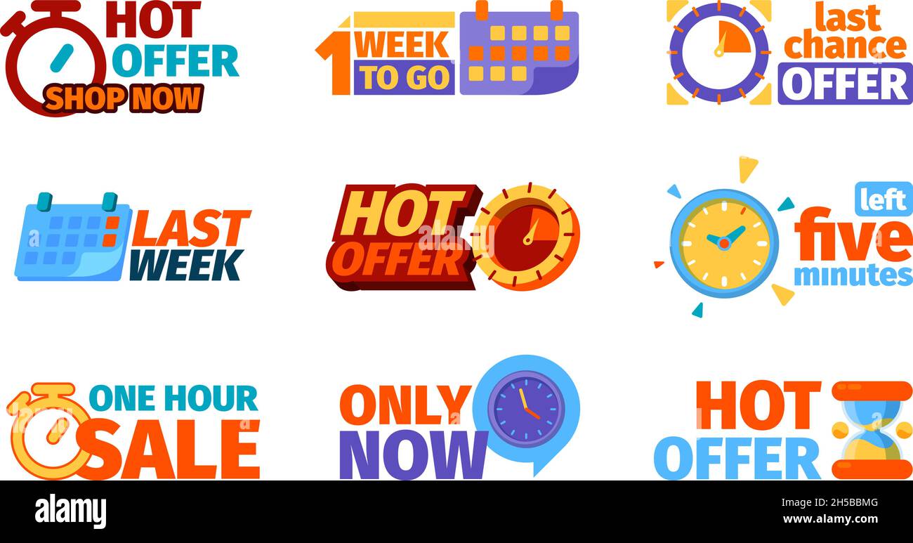 Limited offer. Banner of sale with clock, fire and countdown. Hot