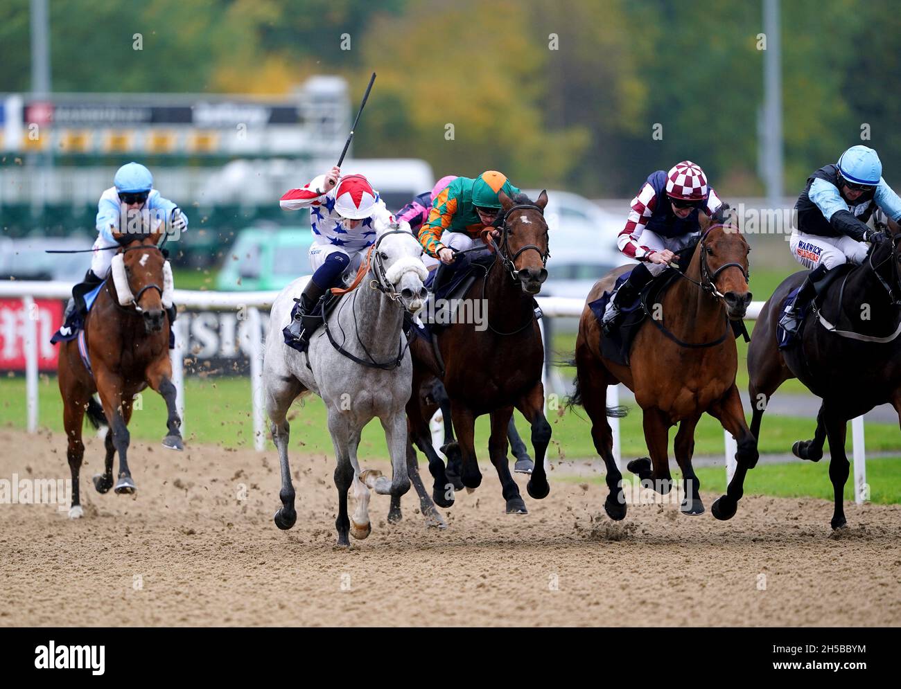 Summa Peto ridden by jockey Callum Rodriguez (second left) on their way to  winning the Betway Handicap at Wolverhampton racecourse. Picture date:  Monday November 8, 2021 Stock Photo - Alamy