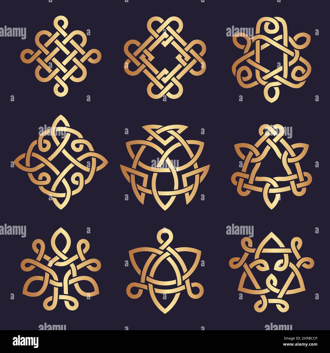 Celtic knots. Stylized triangle symbols ancient irish tattoo geometrical patterns recent vector celtic illustrations Stock Vector