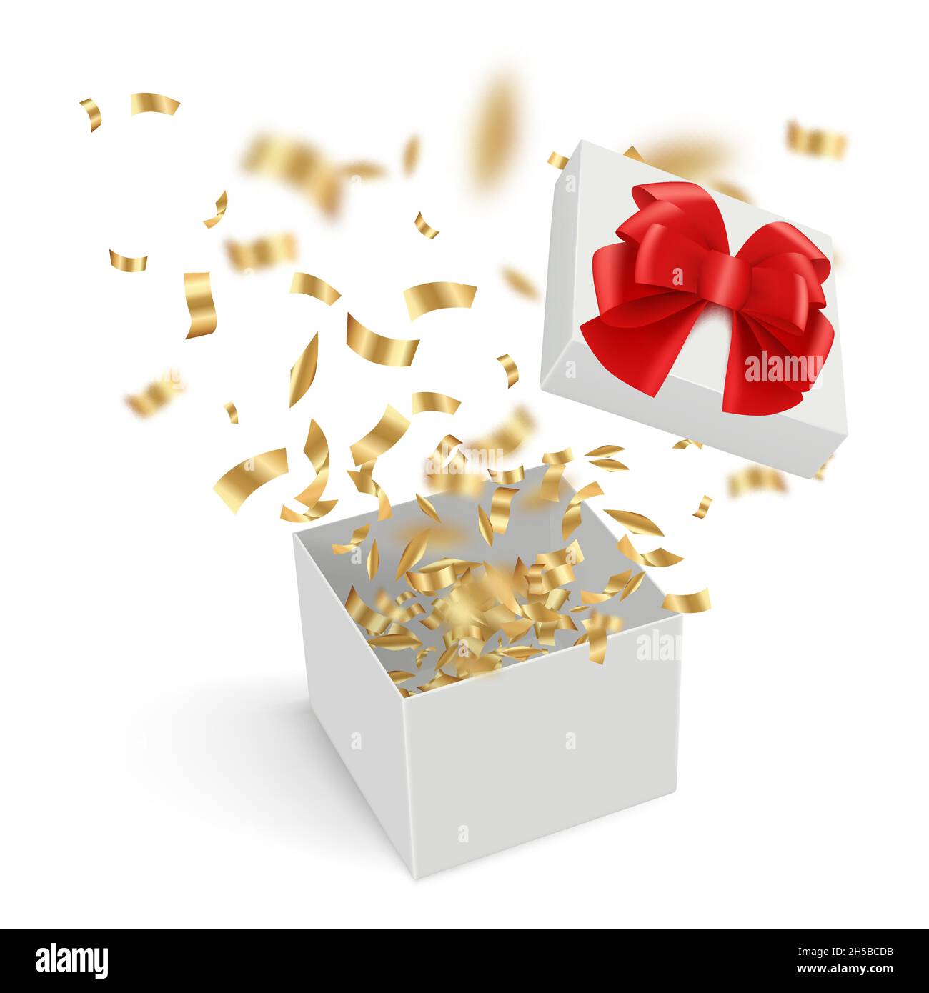 Surprise Boxes Opened Gift Cardboard Containers With Explode Confetti Ribbons Decent Vector