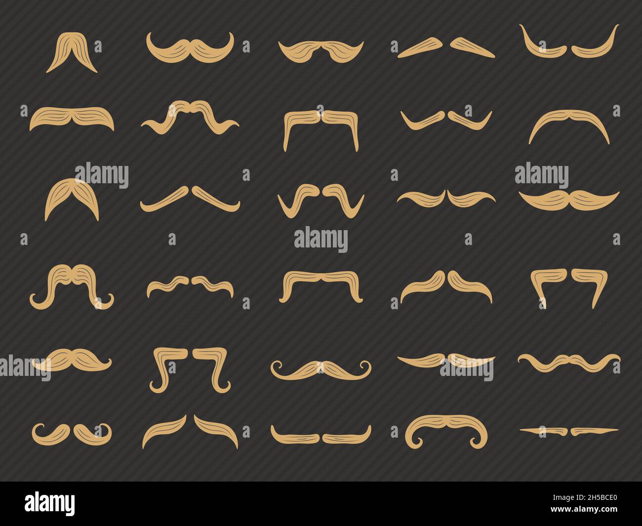 Moustache collection. Shaved gentlemen set symbols recent