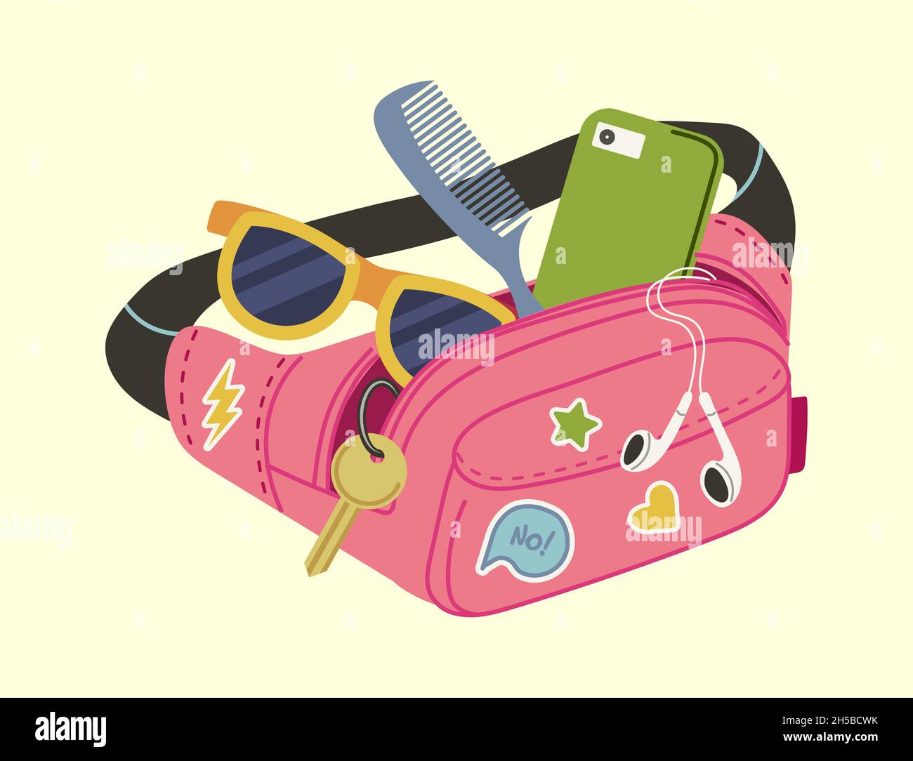 Fashion Designer Bag Raster Illustration Stock Clipart