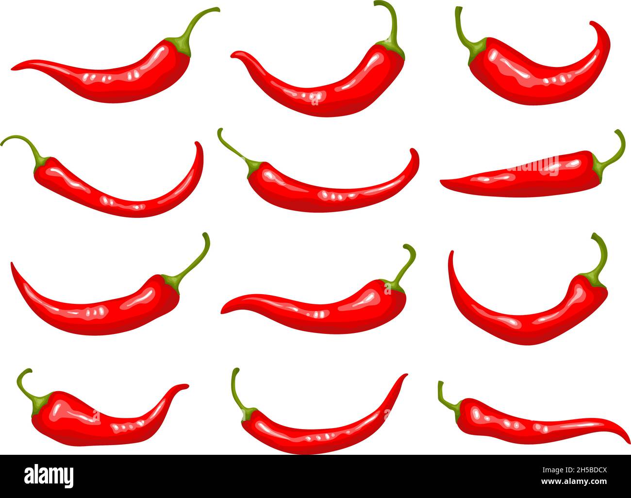 Red peppers. Hot delicious natural mexican traditional product cooking ingredients natural spice for preparing food recent flat illustrations of Stock Vector