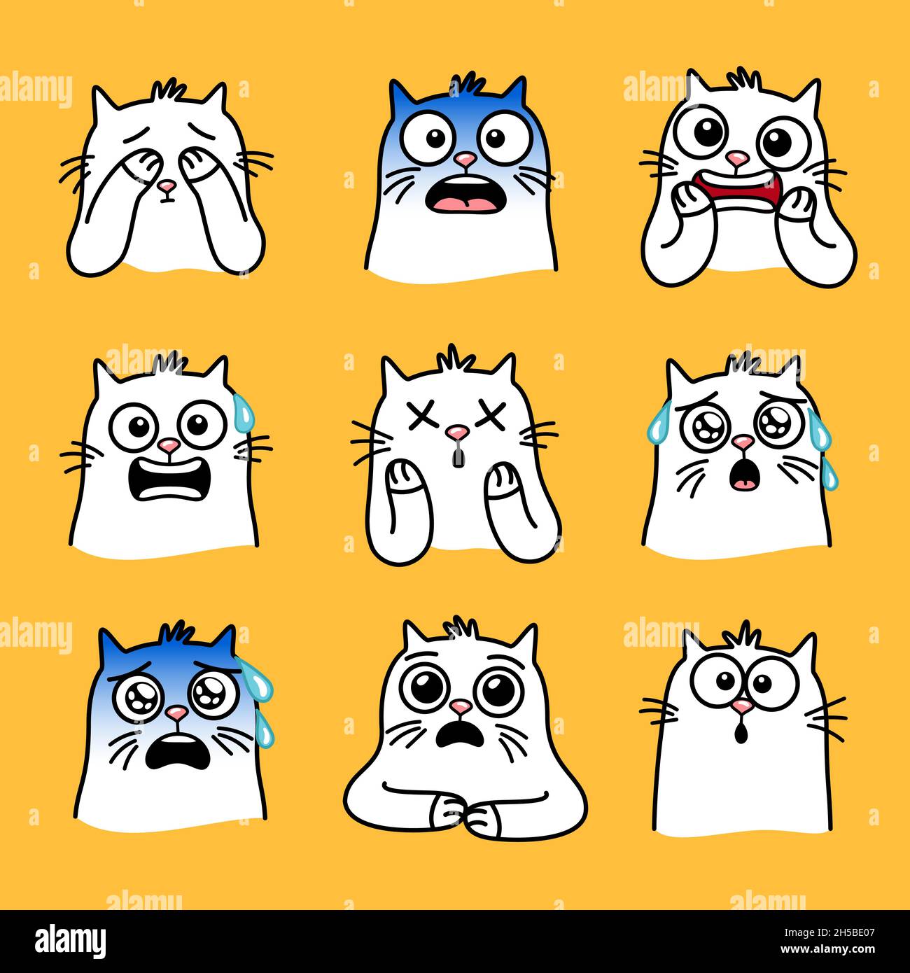 Cat emotion icon set illustration Stock Vector Images - Alamy