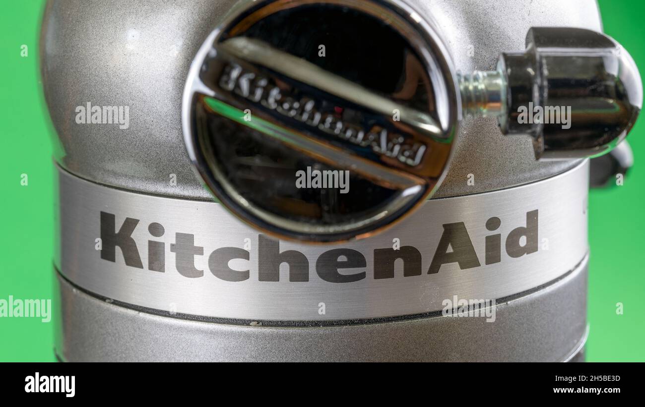Front view of a KitchenAid pastry mixing kitchen equipment. Nov. 7, 2021 Stock Photo