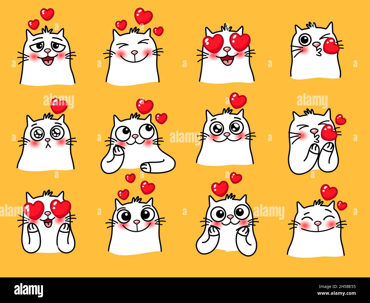 Cat emoticons with heart. Cartoon cute emotions of home loving animals, vector illustration of emoji with funny pets isolated on yellow background Stock Vector Image & Art - Alamy Cat emoticons with heart. Cartoon cute emotions of home loving animals, vector illustration of emoji with funny pets isolated on yellow background Stock Vector Image & Art - Alamy