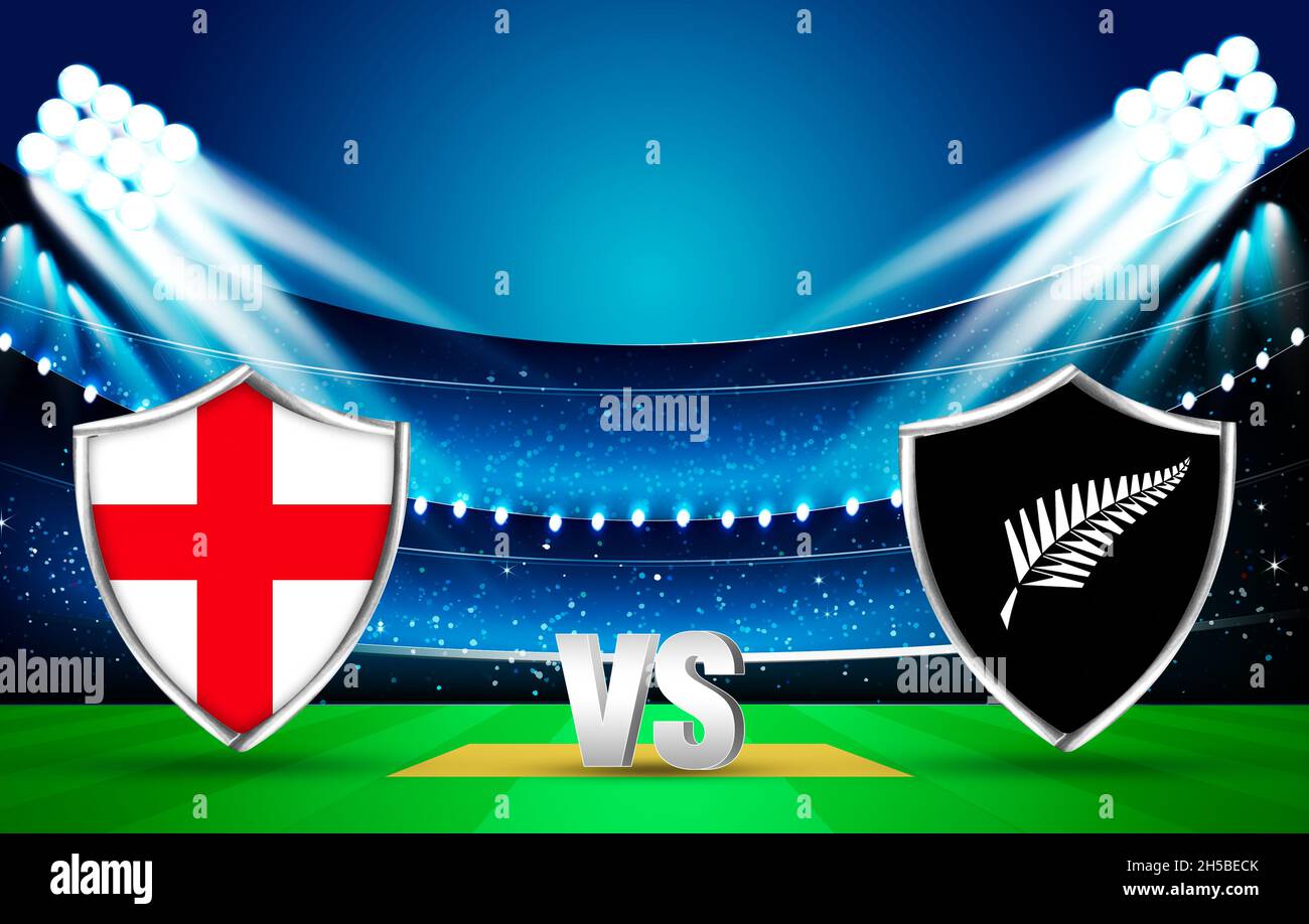 England Vs New Zealand Cricket Match Fixture in 3D Rendered Stadium