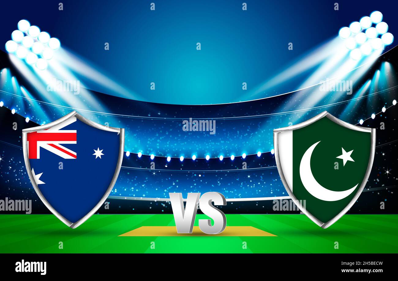 Pakistan Vs Australia Cricket Match Fixture in a 3D Rendered Stadium