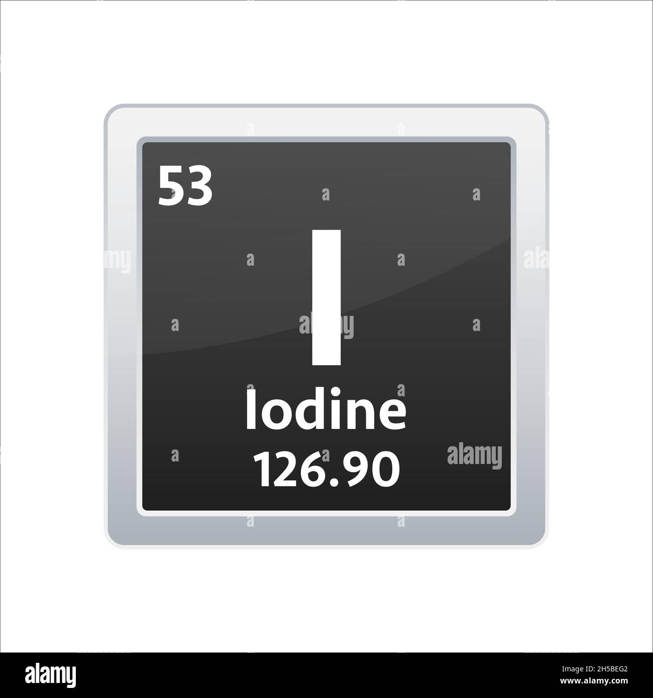 Iodine symbol. Chemical element of the periodic table. Vector stock illustration Stock Vector