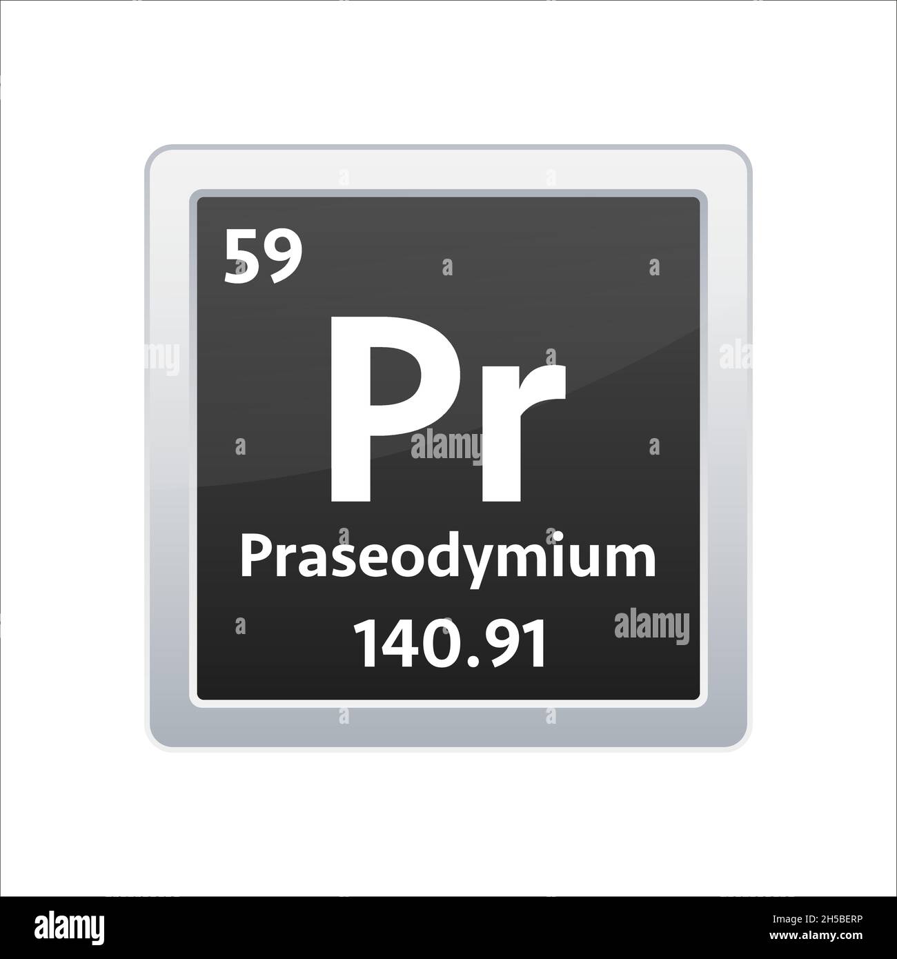 Praseodymium symbol. Chemical element of the periodic table. Vector stock illustration Stock Vector