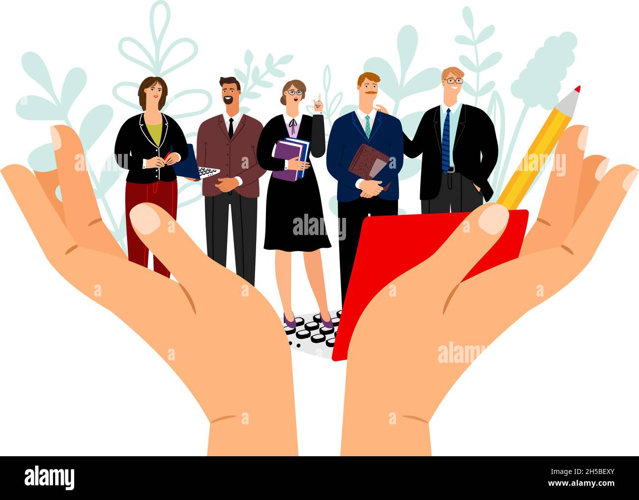 Labor protection. Trade union and employee protect concept. Office