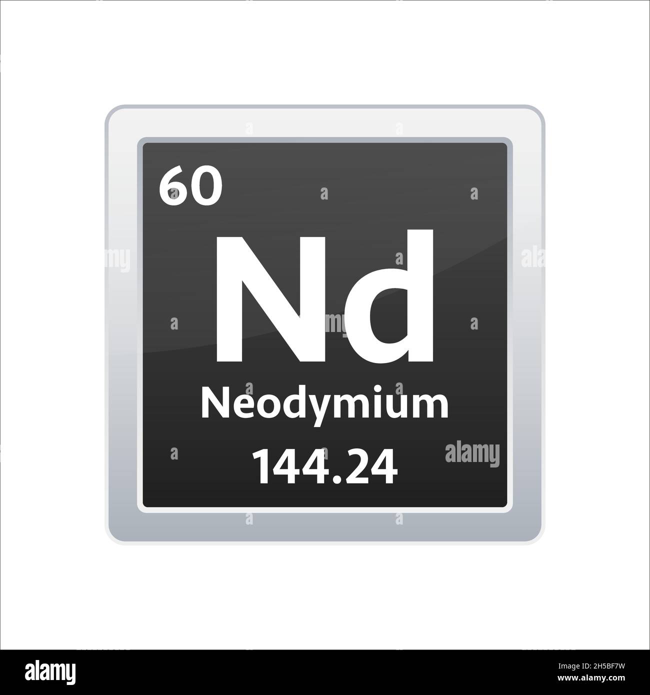Neodymium symbol. Chemical element of the periodic table. Vector stock illustration. Stock Vector