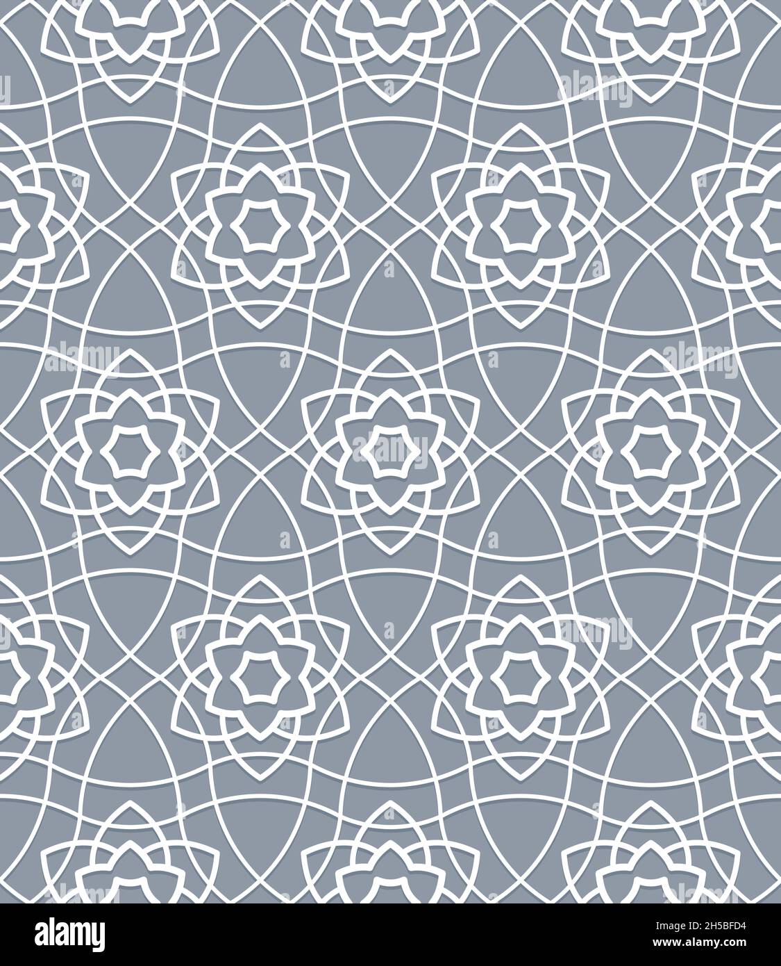 Traditional oriental muslim pattern grid geometric interlaced branches ...